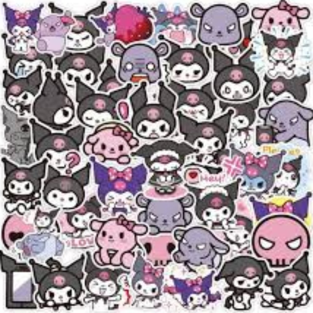 Kuromi Stickers 15pc Sanrio Kawaii Vinyl Water Bottle Laptop Anime